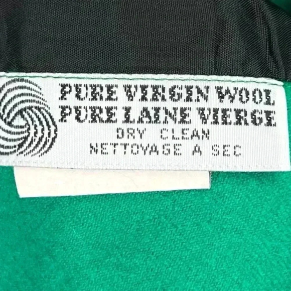 Louben Wool Jacket Vintage Canada Made Green Black Trim Shoulder Pads Retro - Picture 11 of 12